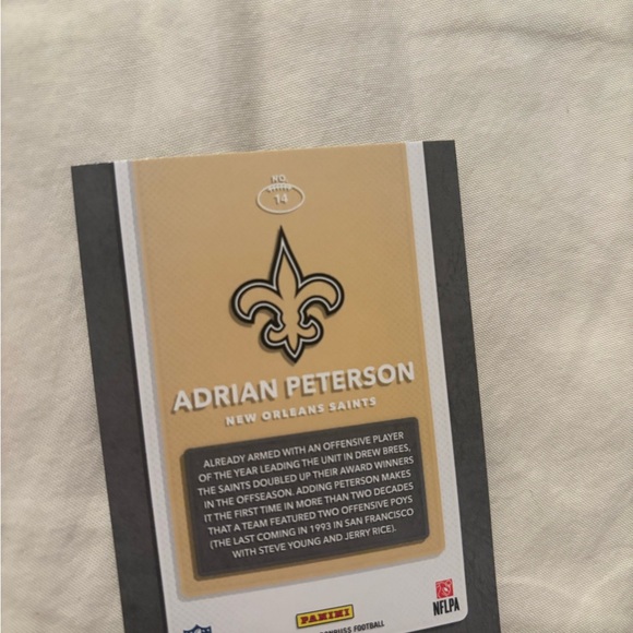 Panini New Orleans Saints Card with Gold and Black - Picture 1 of 2